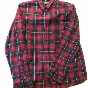 Red Flannel Button Down Shirt Forever 21 Sz Large